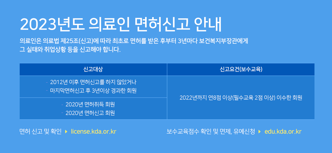 2023년도 보건의료인 면허신고 안내